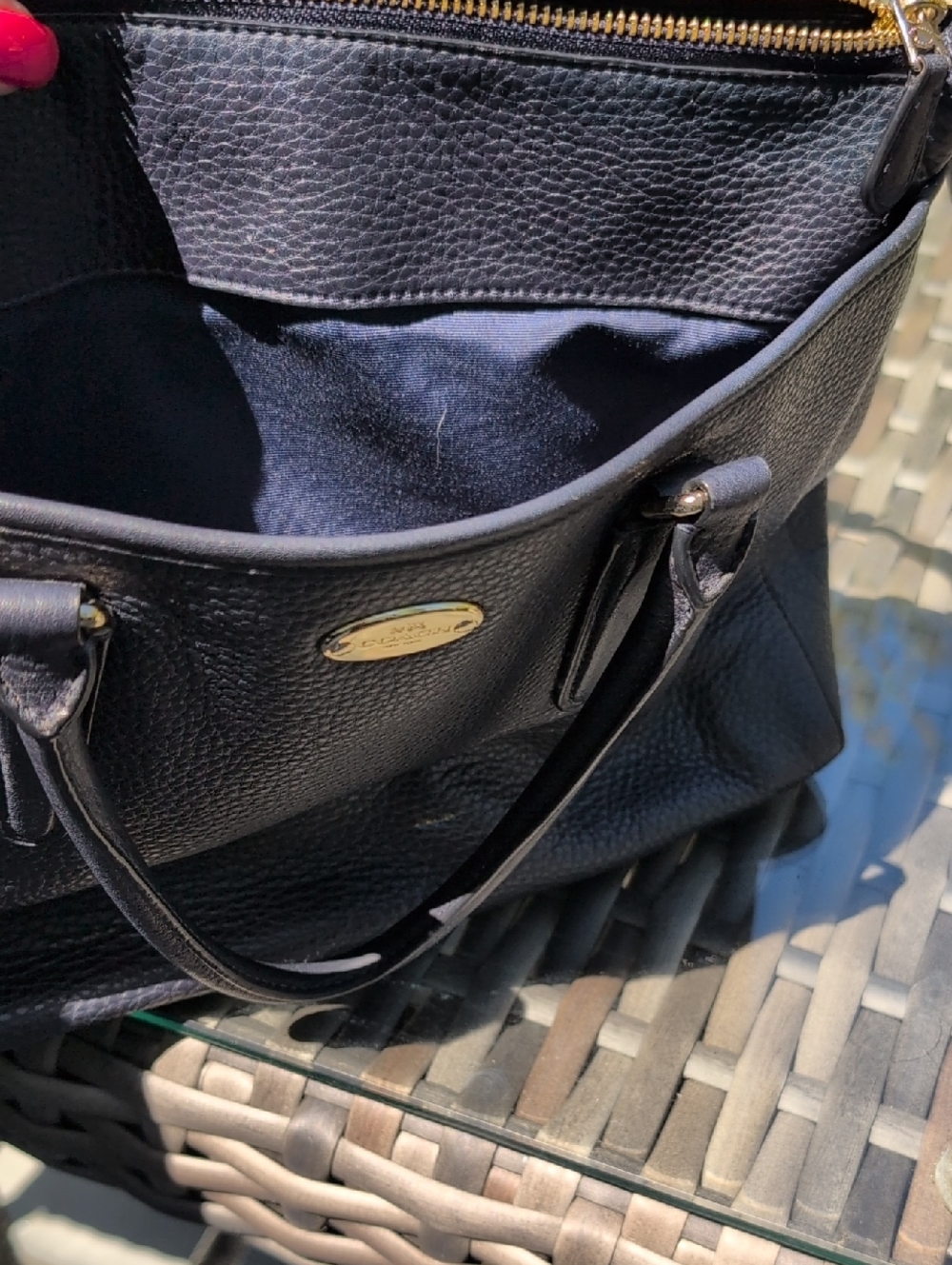 Coach Navy Pebbled Leather Tote With Removable Shoulder Strap - Picture 6 of 12